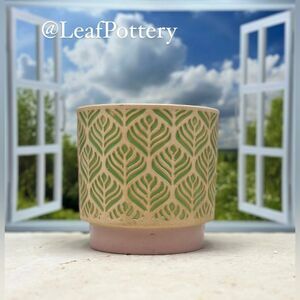 Granum Green/Pink Ceramic Planter Pot without drainage hole